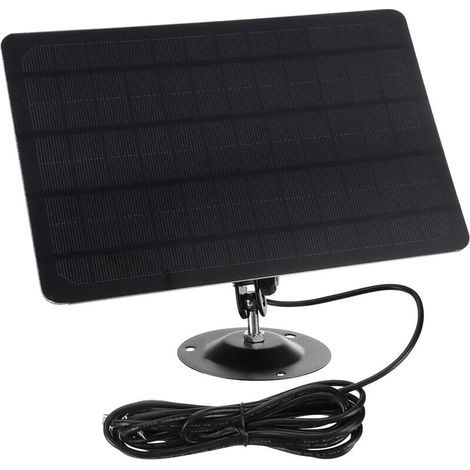 Panneau solaire micro USB 10 W 5 V 2000 mAh, rotation à 360 degrés, étanche, montage mural, panneau solaire en silicium monocristallin pour caméra USB, noir (1/5)