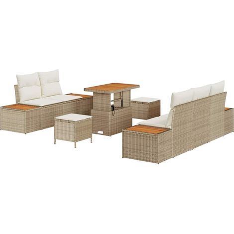 Garden Sofa Set with Cushion with Storage 8 pcs Beige and Cream vidaXL