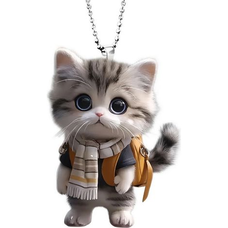Colgante de acrílico gatito adorable para coche, 5 cm (1/5)