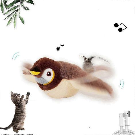 Interaktives fliegendes Vogel-Katzenspielzeug mit schlagenden Flügeln und Zwitschergeräuschen