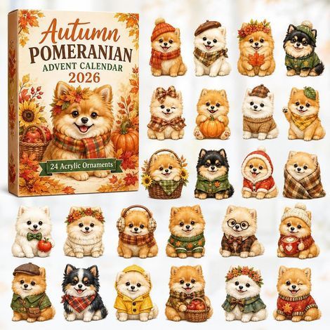 Calendario dell'Avvento autunnale della Pomerania 2026 con scatola a sorpresa 2D