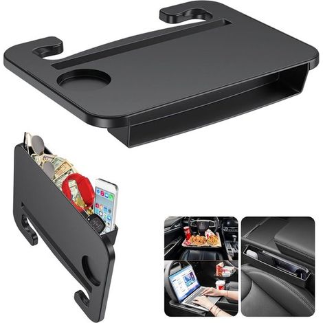 Tavolino da volante 2 in 1 per auto - Tavolino poggiatesta - Nero (1/5)