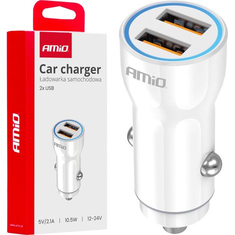 Caricabatterie da auto 2x USB-A amio-03879 (1/4)