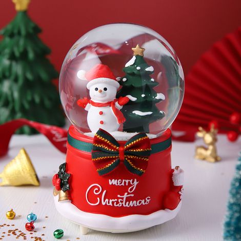 Boule de cristal de Noël, boîte à musique créative, décoration pour étudiants et enfants, artisanat en résine 030. Bonhomme de neige de Noël grande taille 100, neige + lumière + musique. (1/5)