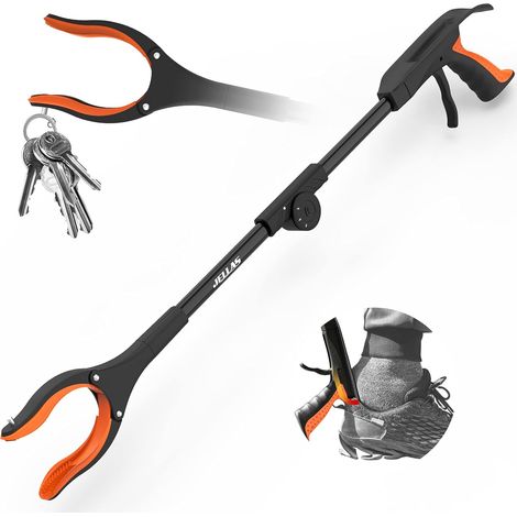 Outils de Ramassage, Bras Incliné de 0°-180°, Tête Rotative à 360°, Griffe Pliable de 81 cm avec Embouts Magnétiques pour Le Ramassage des Déchets, Ramasse-litière, Extension du Bras (Orange) (1/5)