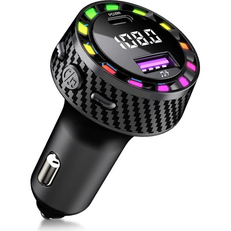 Kit mains libres Bluetooth PRMHOOT pour voiture, émetteur FM 30 W, appels mains libres Bluetooth en voiture, compatible avec les clés USB (1/5)