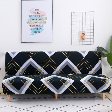 Stretch-Sofabezug ohne Armlehnen – Polyester und Elasthan – Sicherer Sitz – Maschinenwaschbar – Geeignet für Sofas mit einer Breite von 180–220 cm (1/4)