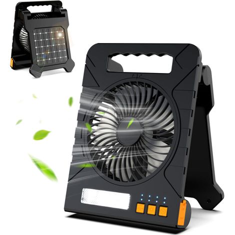 Solar-Campingventilator mit LED-Beleuchtung
