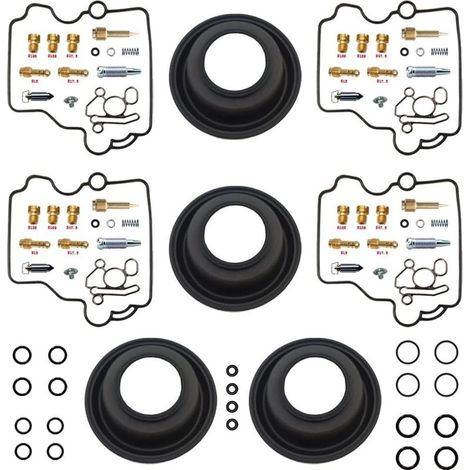 Kit de réparation de carburateur pour GSX-R400R GK76A 1990-1994 400 cm³ Kit de base (x4) Compatible avec GSX-R400R GK76A 4 cylindres en ligne gicleurs principaux n° 100/110/120/130 joints en nitr (1/3)