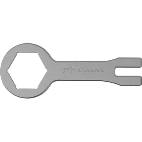 Llave Crosspro para tapones/tuercas de amortiguador Kayaba 49 mm Yamaha/Kawasaki/Suzuki/GAS GAS/Sherco/Fantic color plata