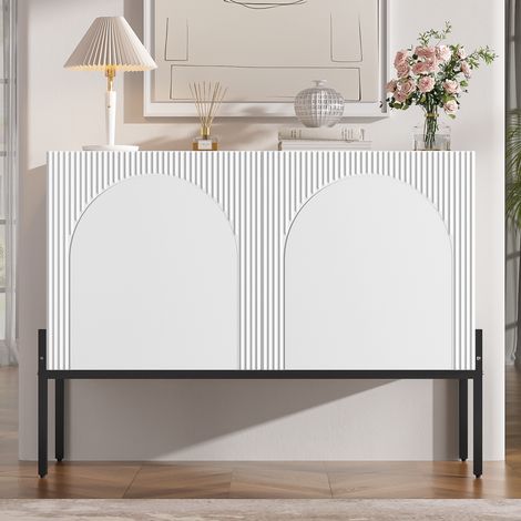 Commode blanc avec portes et buffet - grand espace de rangement (1/5)