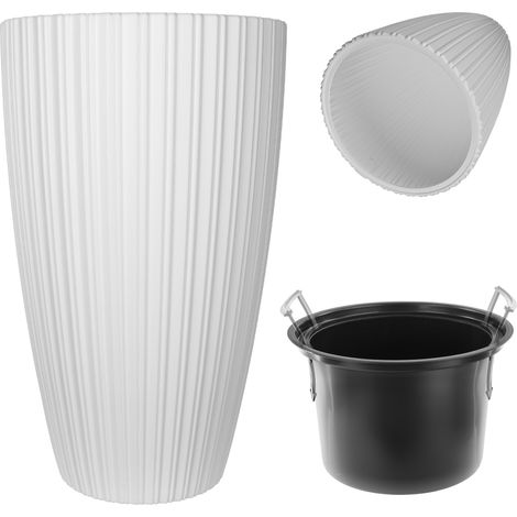 KADAX Runder Blumentopf mit Inneneinsatz, 30 cm, Weiß