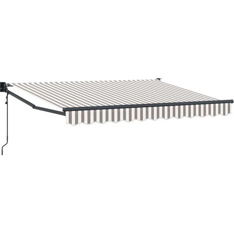Store banne motorisé rétractable, gris clair et blanc, 3,5 x 2,5 mètres (1/5)
