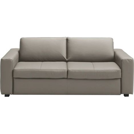Canapé 3 places convertible en cuir italien de luxe CORAIL, GRIS CLAIR (1/5)