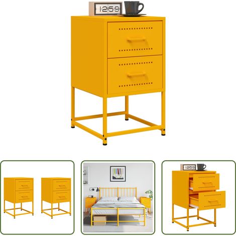 Meuble industriel - Tables de chevet 2 pcs jaune moutarde 36x39x60,5 cm acier (1/5)