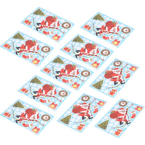 Lot de 10 autocollants décoratifs de Noël en forme de bonhomme, autocollants muraux pour la maison et les fêtes. (1/5)