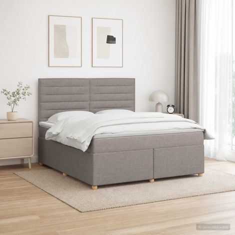 vidaXL Lit boxspring avec matelas Taupe 160 x 200 cm Tissu (1/5)