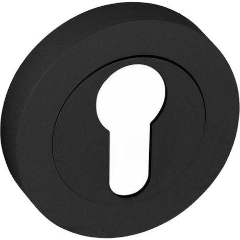 Türplatte 950 rund schwarz für PZ-Einsatz, Aluminium