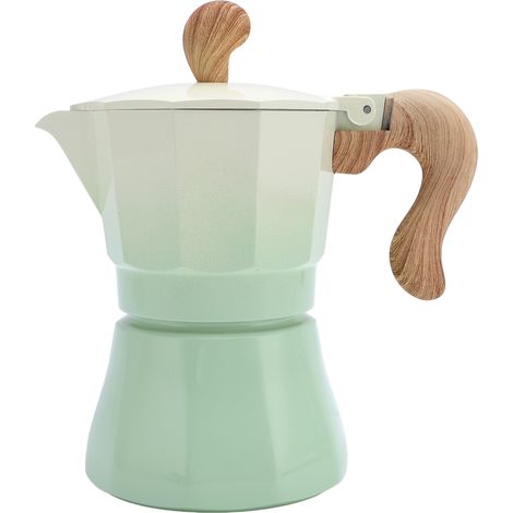 Cafetière Italienne à Piston 150ml Gradient Vert – Cafetière Stove-top Aluminium pour débutants et amateurs de café – Machine à café simple valve (1/5)