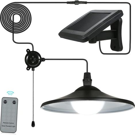 Lampe Solaire Extérieur Jardin, Lumières de hangar sensibles à l'énergie solaire suspendues extérieures à LED E27, lampe de décoration pendante étanche avec Télécommande et contrôle en ligne