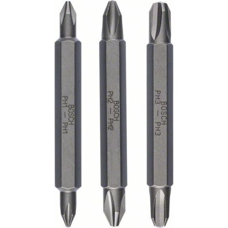 Pack de 3 embouts de tournevis doubles PH1, PH2, PH3, PH1, PH2, PH3 60 mm (1/2)