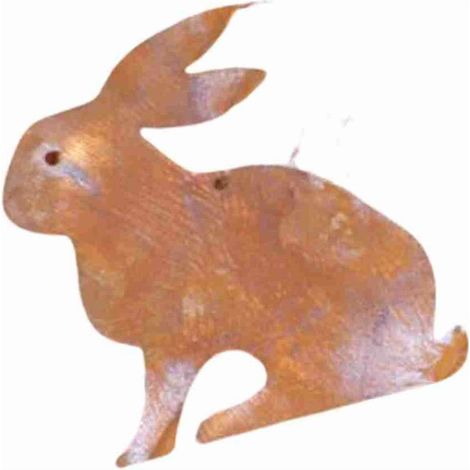 Lapin de Pâques Suspendu Décoration Métal Rouille Patine Vintage Fenêtre et Jardin 12x12cm - PANGIVO