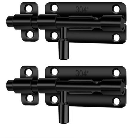 2 Pièces (Noir) Loquet Porte,Verrou Porte Interieure et Exterieur,Loquets et Verrous de Portes Inox (1/5)