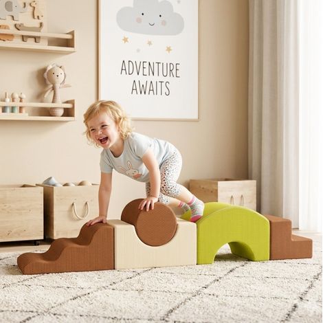 Jeu soft play enfant 178 cm en mousse multicolore, modulable, sans montage pour chambre FloraGrace (1/5)