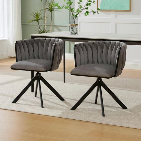 Fauteuil 1 Place - Fauteuil en Velours Moderne avec Rotation 180° et Assise Confortable, Pieds en Métal, Velours Côtelé Gris (1/5)
