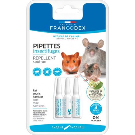 3 Pipettes Insectifuges Pour Rats, Souris, Hamsters - Francodex (1/3)