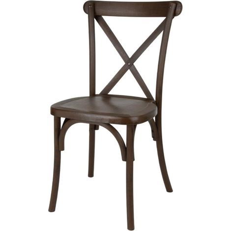 Chaises en résine à dossier croisé Manhattan effet bois foncé (lot de 4) - BOLERO (1/5)