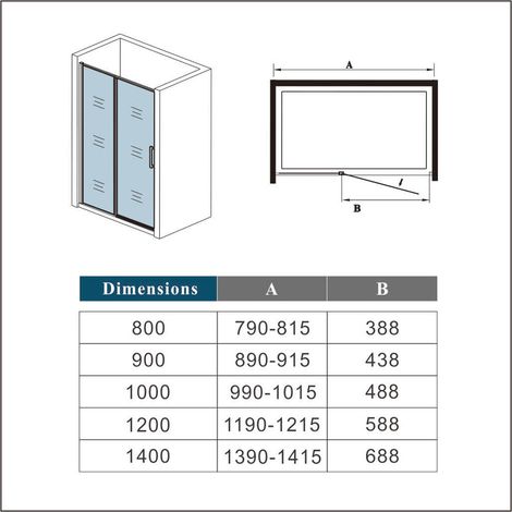 Aica Sanitaire – Porte de douche pivotante 120x185cm – Verre anticalcaire 6mm – Profilé aluminium noir mat – Installation en niche – Accès réversible