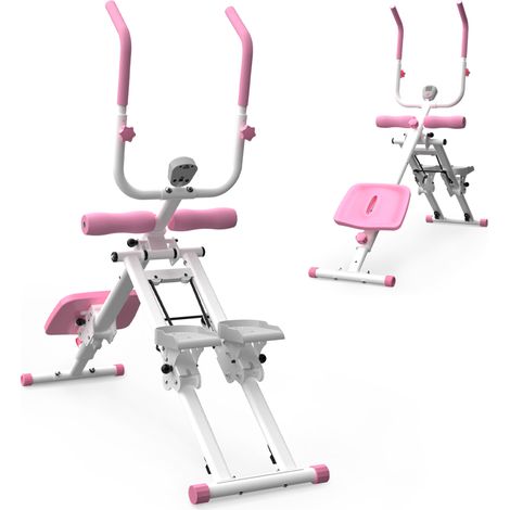 Stepper 2-en-1 pliable avec entraîneur abdominal, 92 x 34 x 22 cm, rose et blanc DESVIAE (1/4)