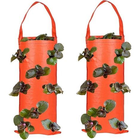 CCYKXA  Set of 2 hanging grow bags for growing strawberries and tomatoes - Multiple planting pockets - Weather-resistant material optimized for outdoor conditions