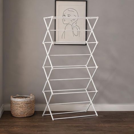 Séchoir à linge pliant 8 niveaux blanc 74 x 35 x 144 cm (1/5)