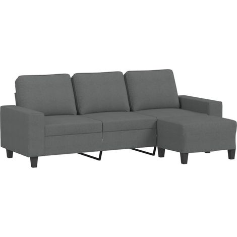 Canapé  Sofa à 3 places avec repose-pieds Gris foncé 180 cm Tissu
