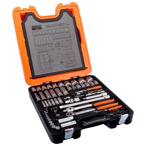 BAHCO S103 : Coffret Douille 1/4" & 1/2" Complet 103 Pièces (1/8)