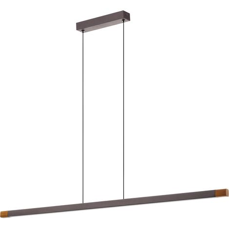 EGLO LED Pendelleuchte Esstisch Lisciana, Hängelampe für Wohnzimmer und Esszimmer, FSCM70HB, Esszimmerlampe aus Aluminium in braun und Holz in Walnuss-Optik, Lampe hängend warmweiß, 126 cm