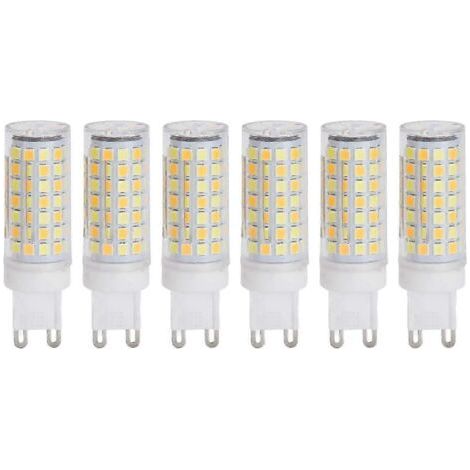 Set of 6 G9 9W 220V dimmable LED bulbs, warm white, for chandelier, ceiling light or wall light. (1/4)