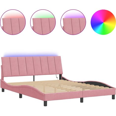 Maison Exclusive - Giroletto con LED senza Materasso Hanko Rosa 160x200 cm Velluto (1/5)