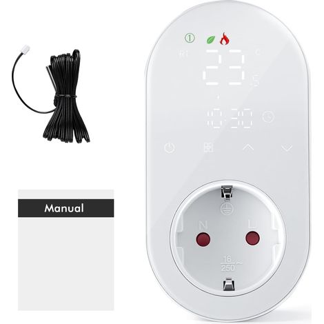 Prise Thermostat Regulateur de Temperature Numerique 220V avec écran LED Prise Programmable Contrôleur de Température (1/5)