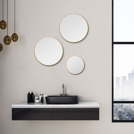 Talos Picasso Spiegel gold Ø 40 cm - mit hochwertigem Aluminiumrahmen für stilvolles Ambiente - Perfekter Badezimmerspiegel Rund, der Eleganz und Funktionalität vereint