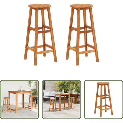 Chaises de bar extérieures - Tabourets de bar lot de 2 bois d'acacia massif (1/5)