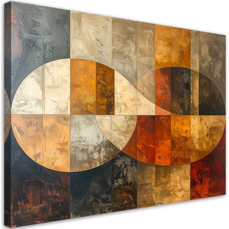 Quadro su tela, Astrazione geometrica nei toni del beige-oro e del marrone rossiccio, 30x20 (1/5)