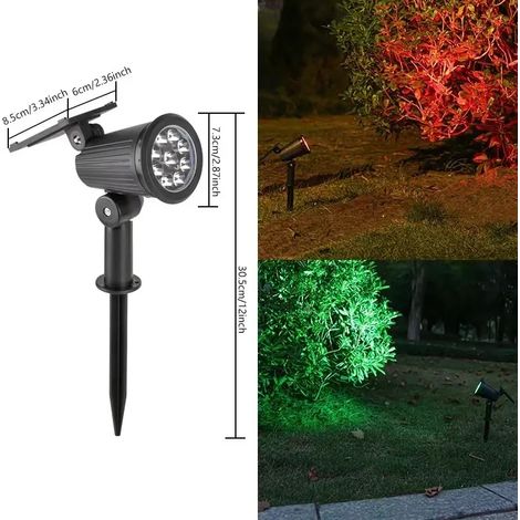 (1 pièce - Multicolore) Projecteur solaire à 9 LED, réglable, étanche IP65, à encastrer ou à poser au sol, pour éclairage extérieur paysager. (1/5)