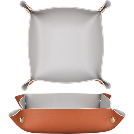 Plateau en cuir de différentes tailles, plateau de rangement en cuir, plateau en cuir rectangulaire classique, plateau de rangement pour pièces de monnaie, clés, portefeuilles et 2 pièces Acc (1/5)