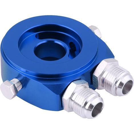 Kit adaptateur plaque sandwich filtre à huile refroidisseur aluminium M20 x 1.5 1/8 NPT bleu (1/5)