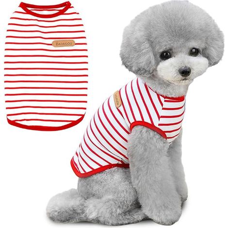 Dog T-Shirt Cotton Puppy Clothes Pet Tank Top (Red, L) (1/5)
