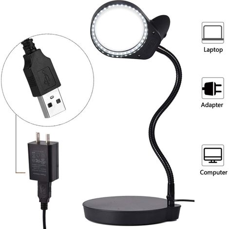 Lampes de bureau LED ultra-lumineuses à économie d'énergie (grossissement x3 et x10) et loupes de bureau avec éclairage. Les lampes fluorescentes et