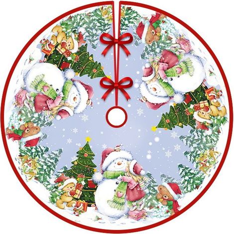 Jupe de sapin de Noël de 120 cm de diamètre, tabliers de fond pour sapin de Noël, décoration de sapin de Noël, décoration d'intérieur (Style 23) (1/5)